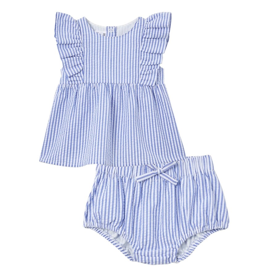 Baby [0-23M] Milky Bottoms | Milky Yacht Stripe Set - Blue Stripe