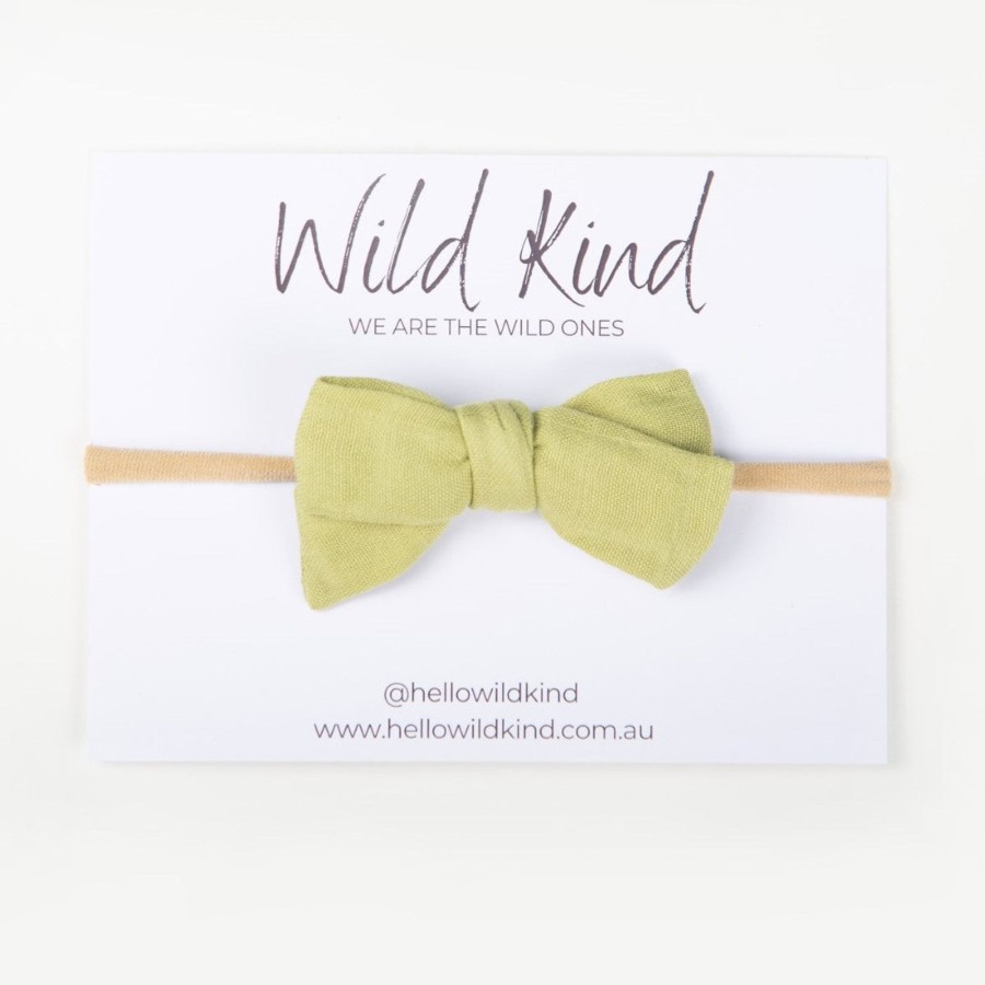 Baby [0-23M] Wild Kind Hair Accessories | Wild Kind Dorothy Linen Bow Headband - Fern