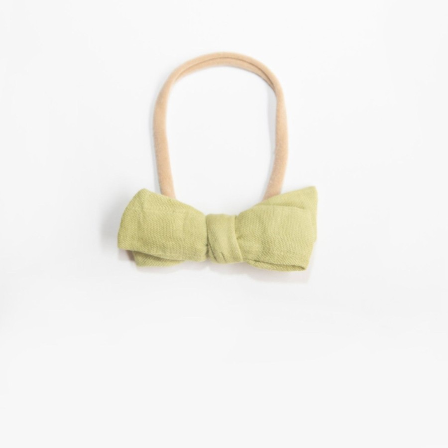 Baby [0-23M] Wild Kind Hair Accessories | Wild Kind Dorothy Linen Bow Headband - Fern