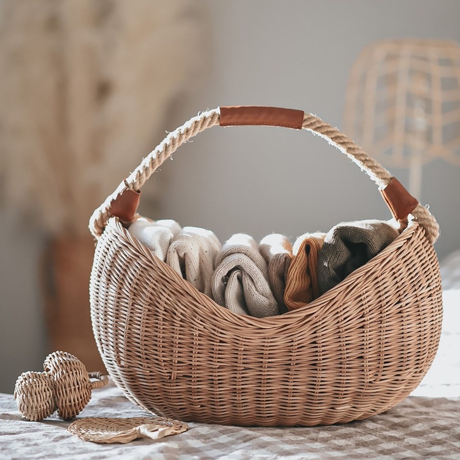 Play + Learn Olli Ella Dolls + Accessories | Olli Ella - Rattan Half Moon Basket