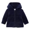 Baby [0-23M] Milky Outerwear | Milky Velour Hooded Baby Jacket - Navy