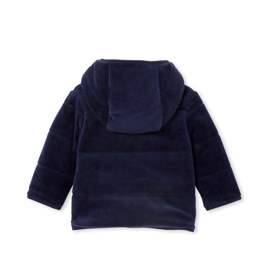 Baby [0-23M] Milky Outerwear | Milky Velour Hooded Baby Jacket - Navy