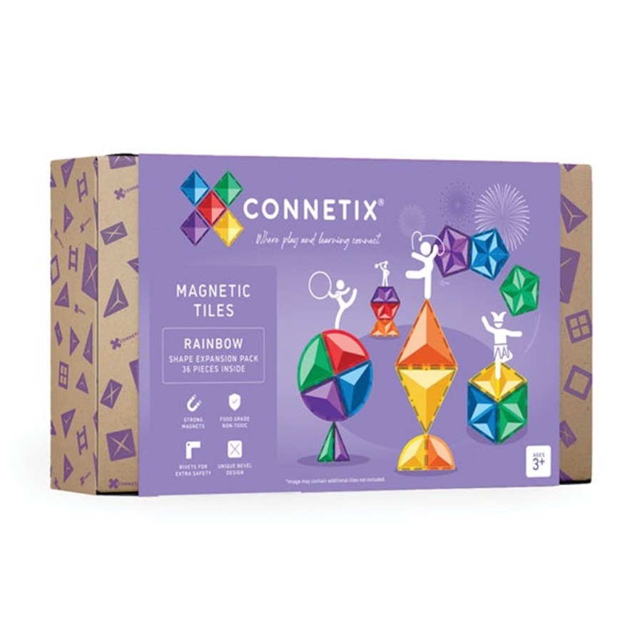 Play + Learn Connetix S.T.E.M. | Connetix Tiles - 36 Piece Expansion Set | Rainbow