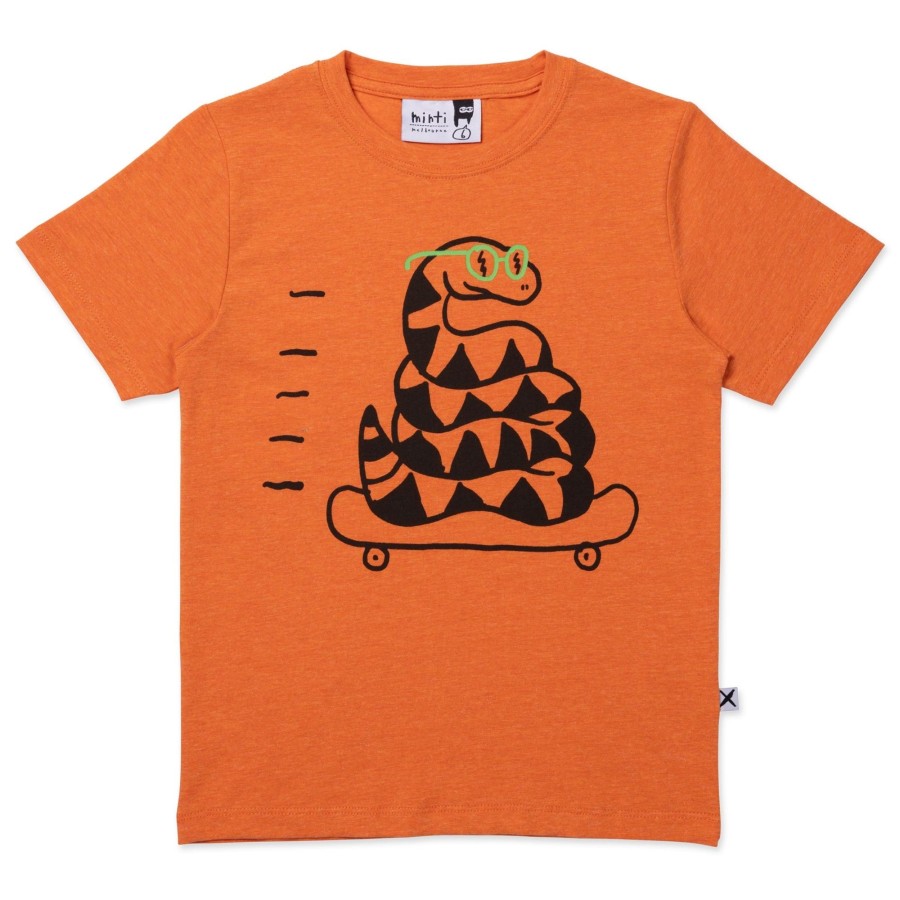 Child [2-14] Minti Tops | Minti Speedy Snake Tee - Orange Marle