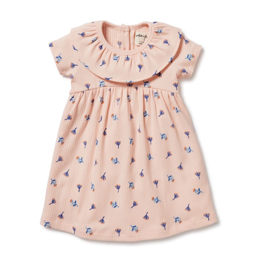 Baby [0-23M] Wilson & Frenchy Dresses | Wilson And Frenchy Organic Rib Ruffle Dress Little Flower