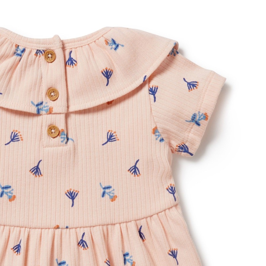 Baby [0-23M] Wilson & Frenchy Dresses | Wilson And Frenchy Organic Rib Ruffle Dress Little Flower