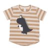 Baby [0-23M] Huxbaby Tops | Huxbaby Dino Stripe T-Shirt Biscuit + Wheat