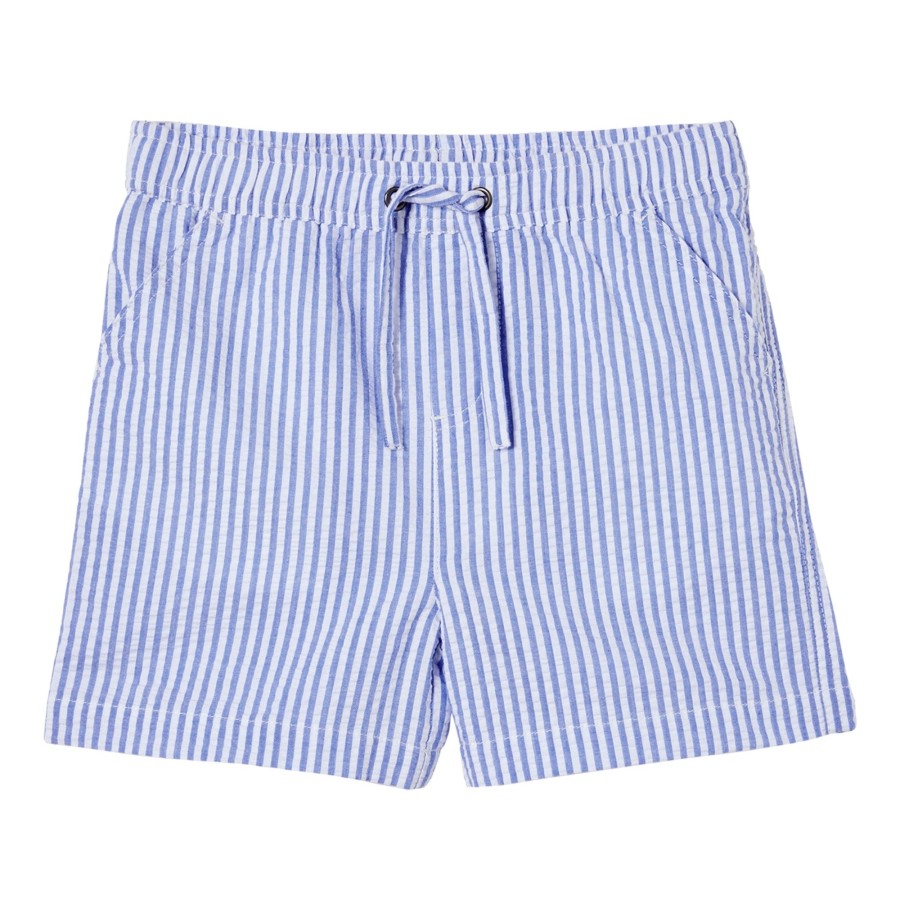 Child [2-14] Milky Bottoms | Milky Yacht Stripe Poplin Cotton Short - Blue Stripe