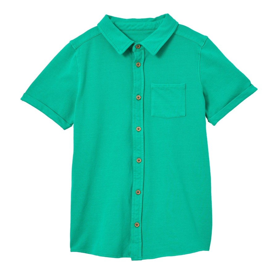 Child [2-14] Milky Tops | Milky Apple Green Pique Shirt - Apple Green