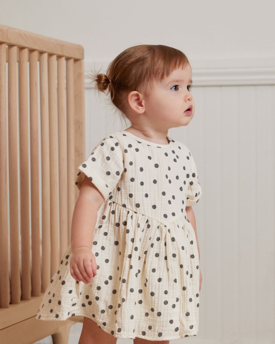 Baby [0-23M] Quincy Mae Dresses | Quincy Mae Brielle Dress - Navy Dot