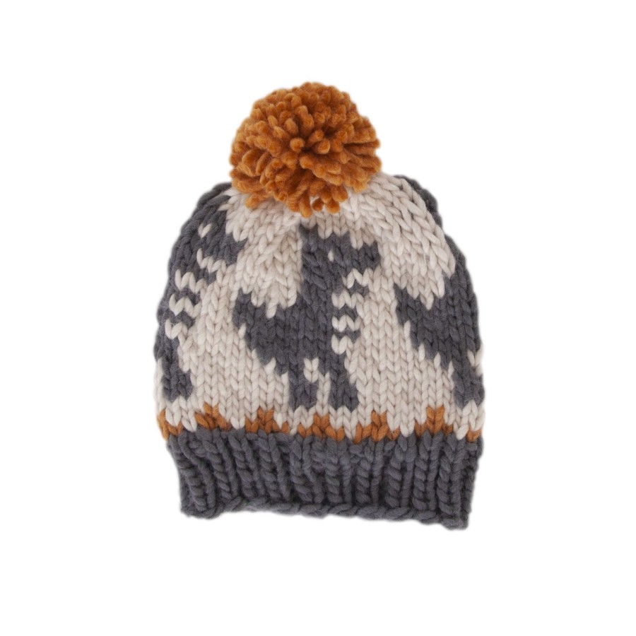 Baby [0-23M] Acorn Beanies | Acorn Dino Beanie - Grey & Caramel