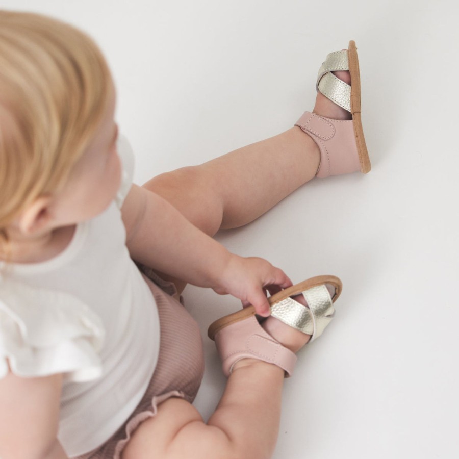 Baby [0-23M] Pretty Brave Footwear | Pretty Brave Baby Criss-Cross - Blush/Gold