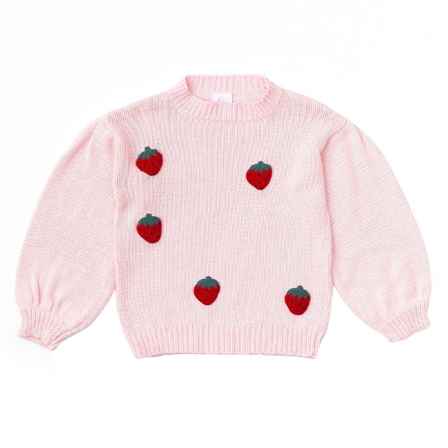 Child [2-14] Alex & Ant Knitwear | Alex & Ant Strawberry Knit Sweater - Pink