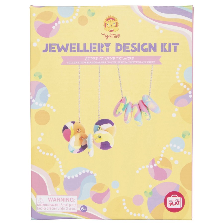 Play + Learn Tiger Tribe Craft | Jewellery Design Kit - Super Clay Necklaces