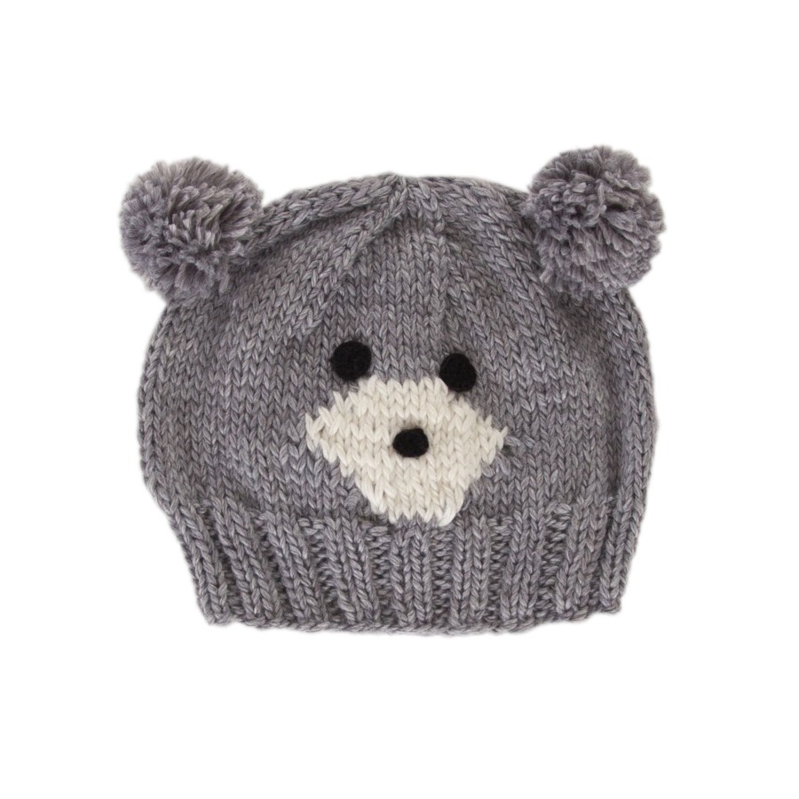 Baby [0-23M] Acorn Beanies | Acorn Bear Face Beanie - Grey