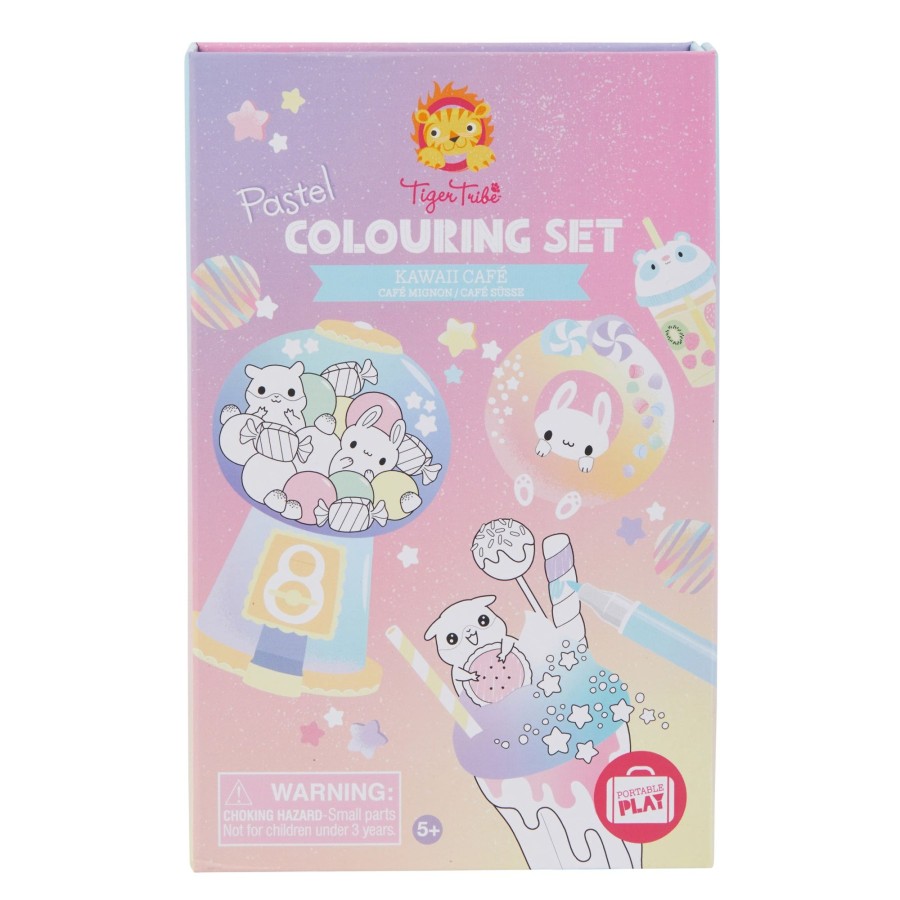 Play + Learn Tiger Tribe Activity Sets | Pastel Colouring Set - Kawaii Cafe