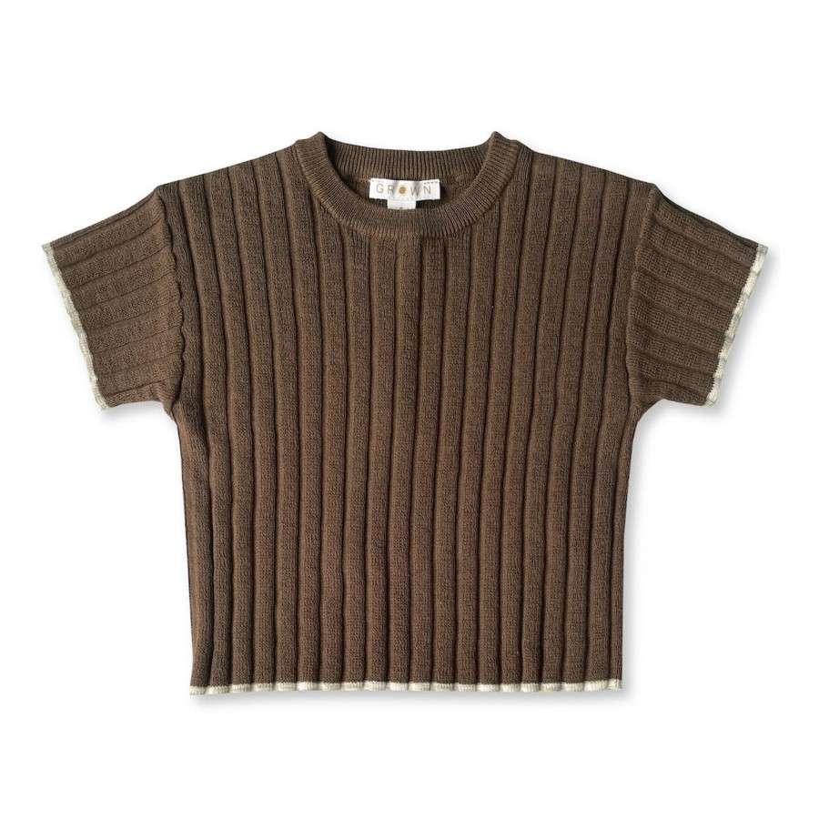 Child [2-14] Grown Tops | Grown Knitted Rib Tee - Chocolate