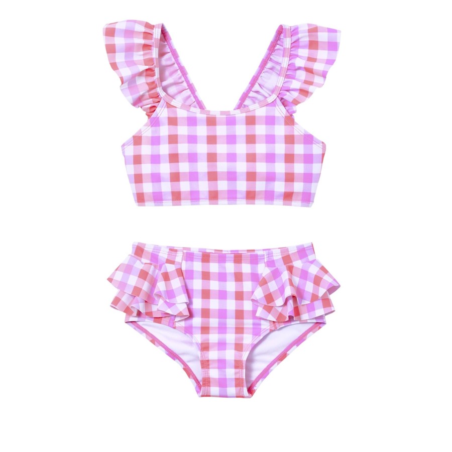 Child [2-14] Milky Swim | Milky Neon Gingham Bikini - Pink/Lilac