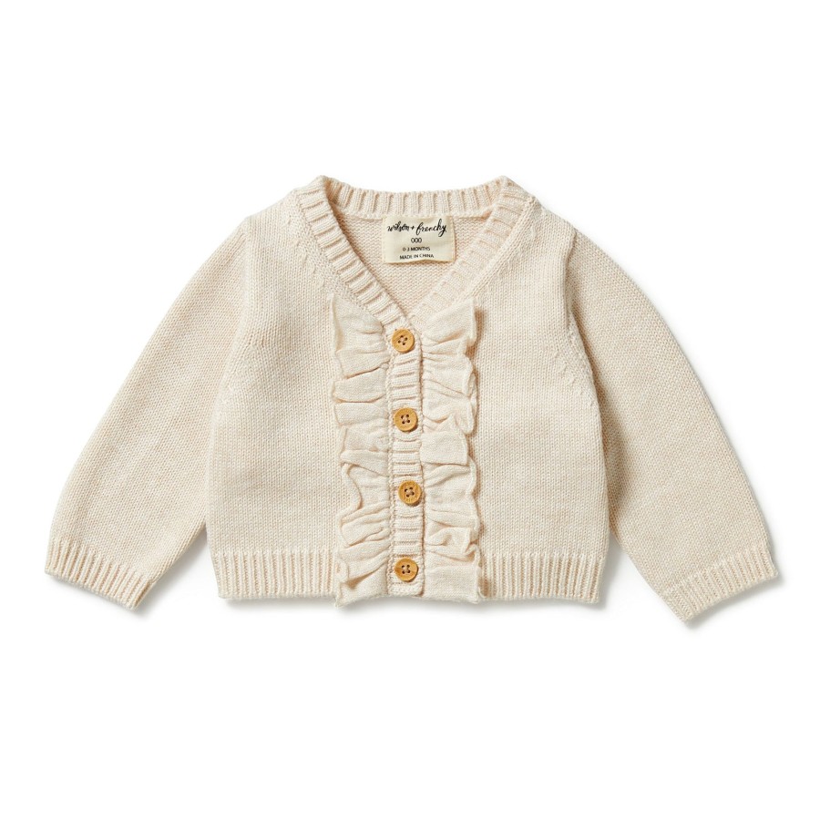 Baby [0-23M] Wilson & Frenchy Outerwear | Wilson And Frenchy Knitted Ruffle Cardigan - Sand Melange