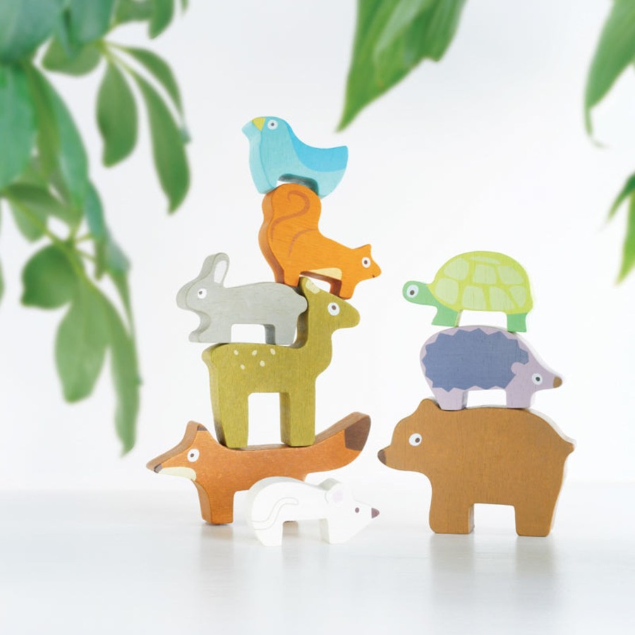 Baby [0-23M] Petilou Wooden Toys | Petilou Forest Stacking Animals & Bag