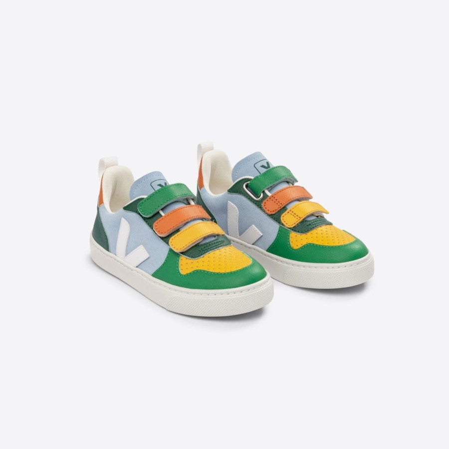 Child [2-14] Veja Footwear | Veja V-10 Velcro Suede - Multico/Steel