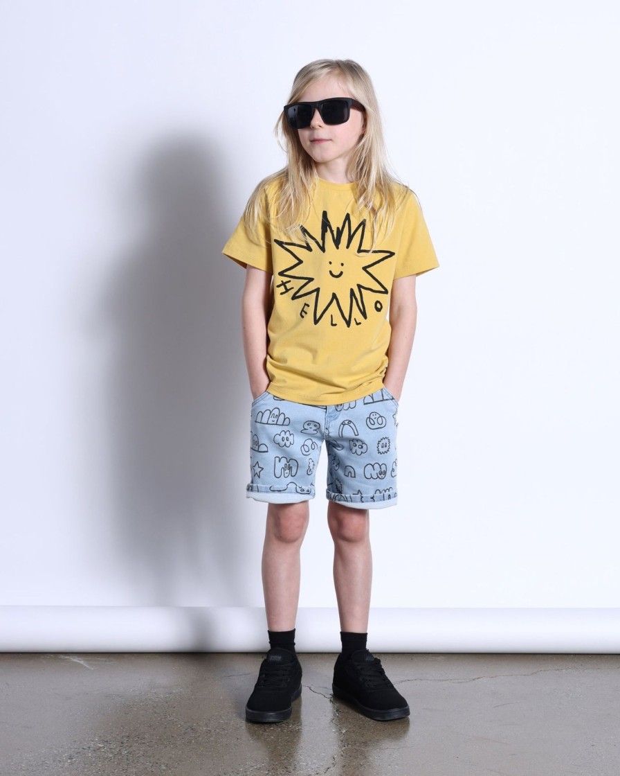 Child [2-14] Minti Tops | Minti Hello Star Tee - Dull Yellow