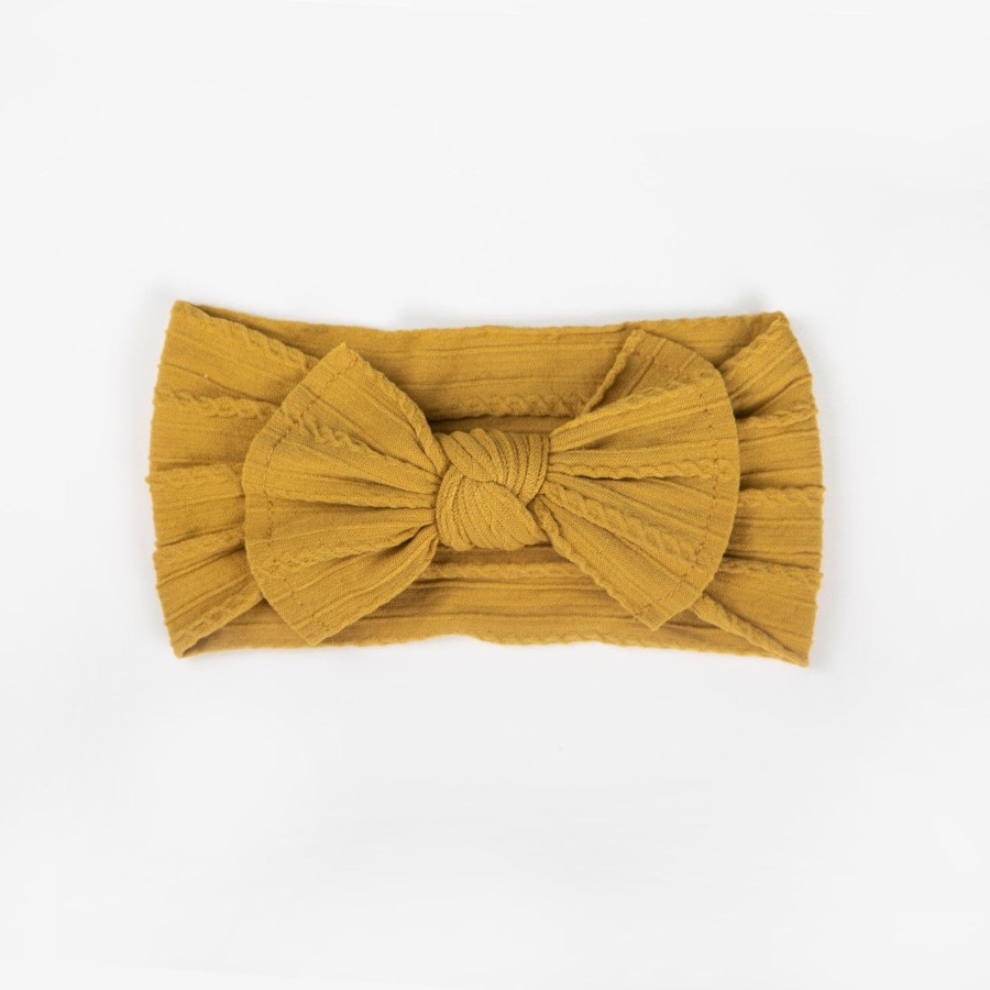 Baby [0-23M] Wild Kind Hair Accessories | Wild Kind Ayla Wide Bow Headband - Mustard