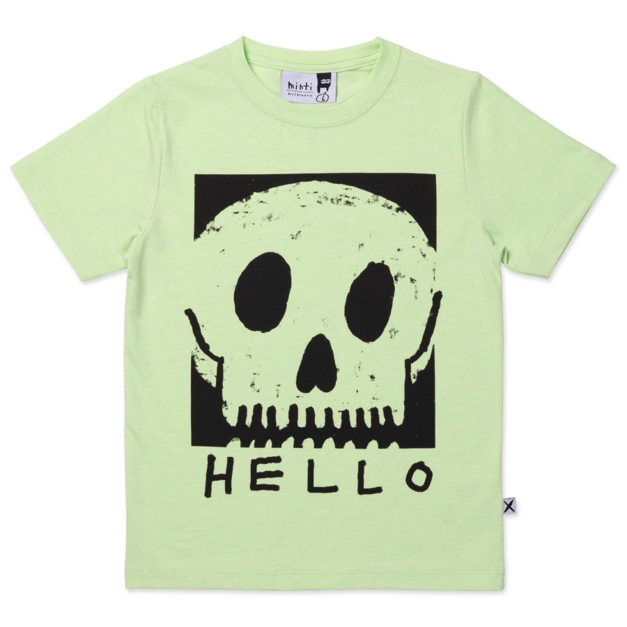 Child [2-14] Minti Tops | Minti Square Skull Tee - Lime