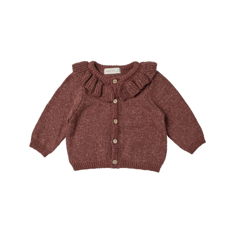 Child [2-14] Quincy Mae Outerwear | Quincy Mae Ruffle Collar Cardigan - Plum Heather