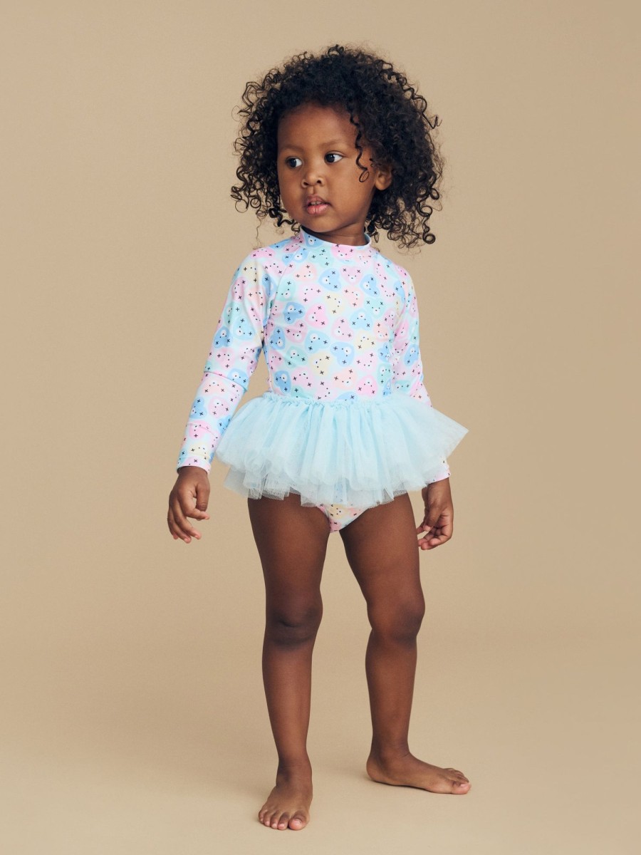 Child [2-14] Huxbaby Swim | Huxbaby Heart Bear Ballet Swimsuit - Ice Water