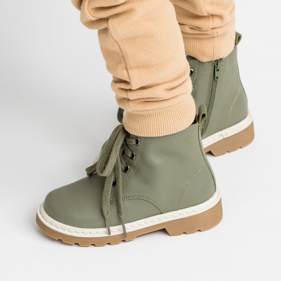 Child [2-14] Pretty Brave Footwear | Pretty Brave London Boot - Khaki