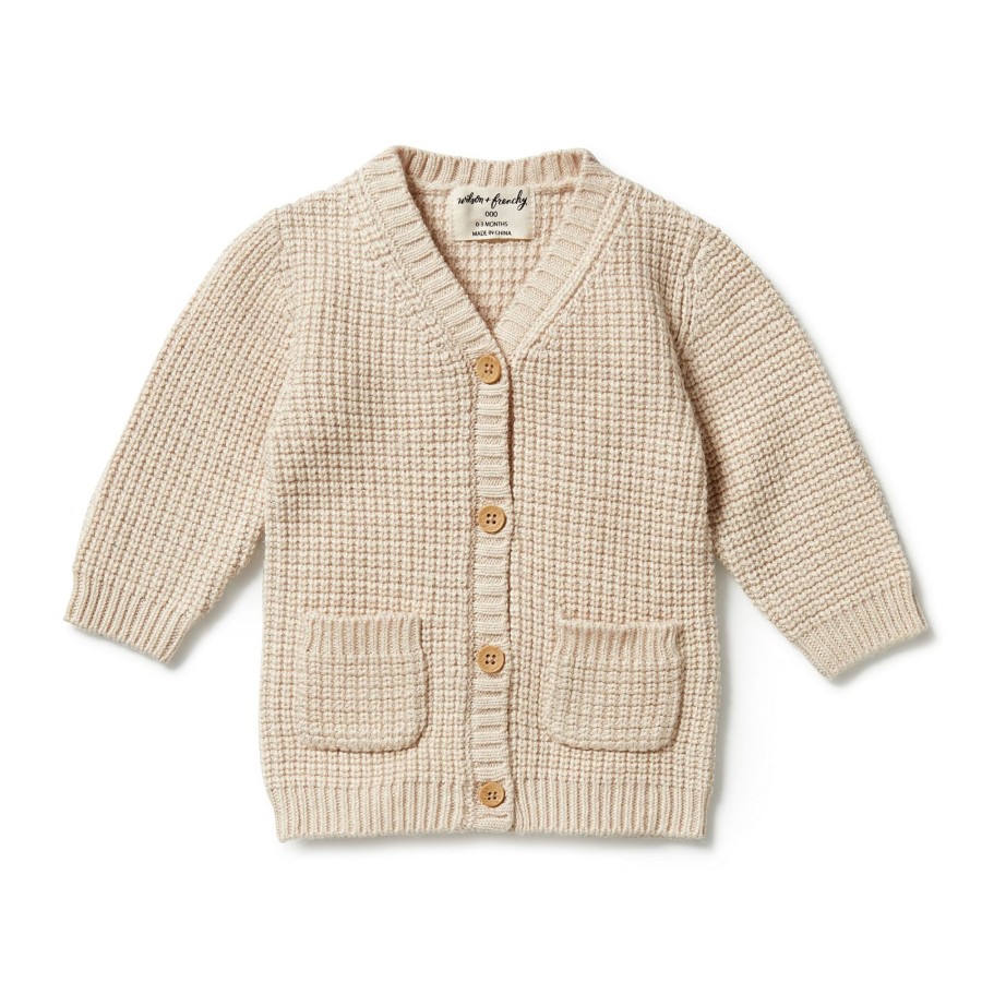 Baby [0-23M] Wilson & Frenchy Outerwear | Wilson And Frenchy Knitted Button Cardigan - Oatmeal Melange