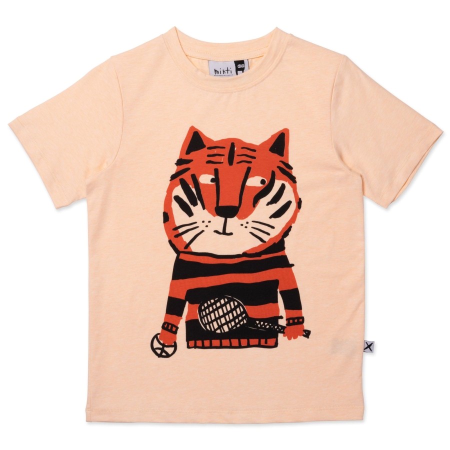 Child [2-14] Minti Tops | Minti Sports Tiger Tee - Light Orange Marle