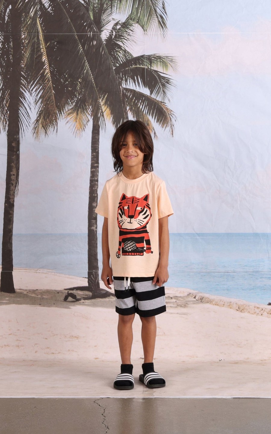 Child [2-14] Minti Tops | Minti Sports Tiger Tee - Light Orange Marle