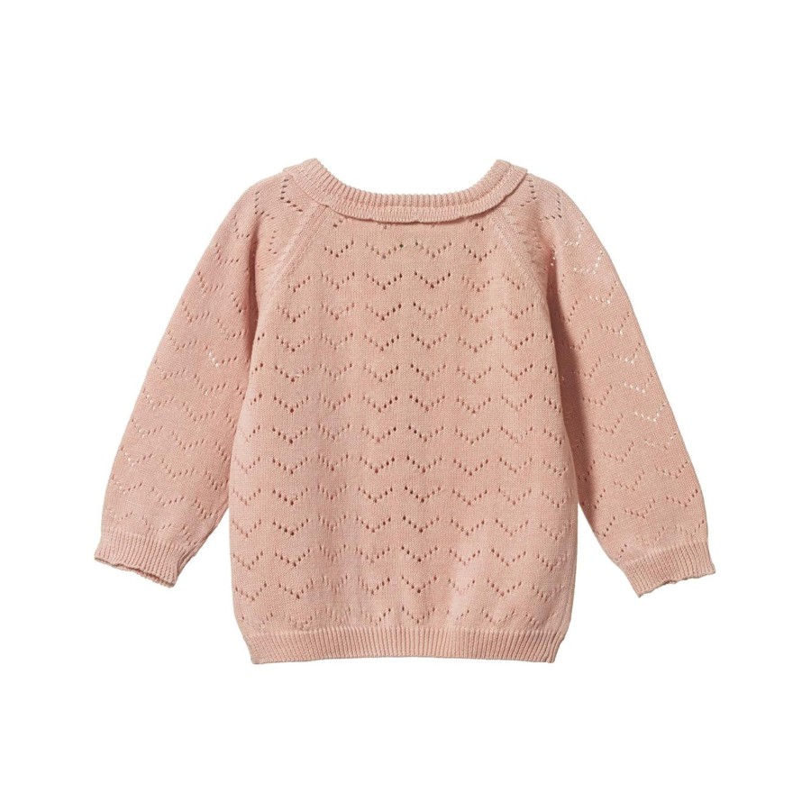 Child [2-14] Nature Baby Knitwear | Nature Baby Piper Cardigan - Rose Bud Pointelle