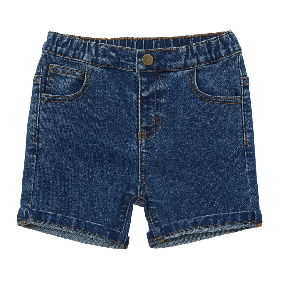 Baby [0-23M] Milky Bottoms | Milky Stone Wash Denim Short - Mid Wash Denim