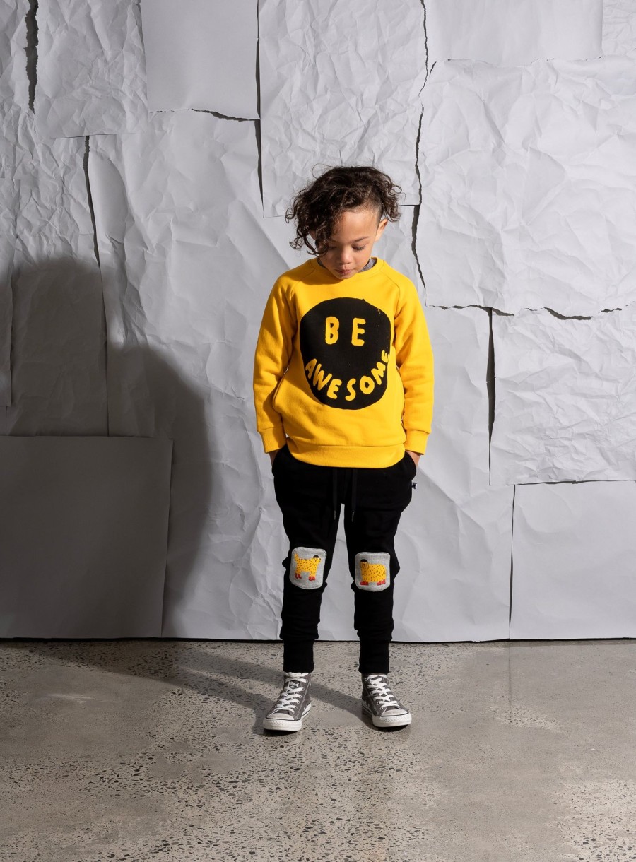 Baby [0-23M] Minti Jumpers | Minti Be Awesome Furry Crew - Mustard