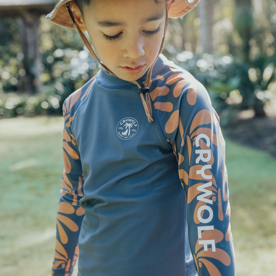 Child [2-14] Crywolf Swim | Crywolf Rash Vest Indigo Palms