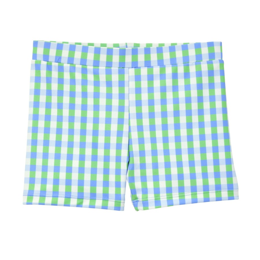 Child [2-14] Milky Swim | Milky Blue Gingham Swim Short - Ice Blue