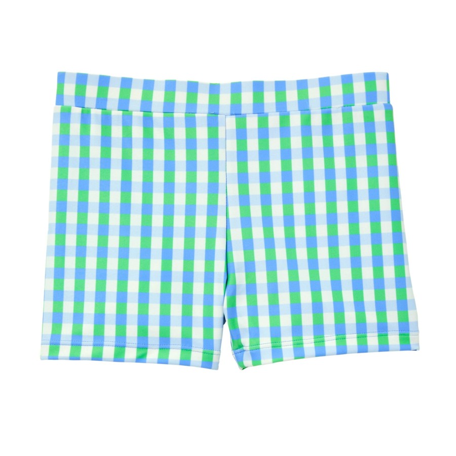 Child [2-14] Milky Swim | Milky Blue Gingham Swim Short - Ice Blue