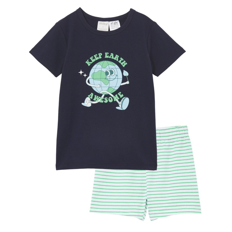 Child [2-14] Milky Sleep | Milky Awesome Earth Pyjamas - Midnight Blue / White