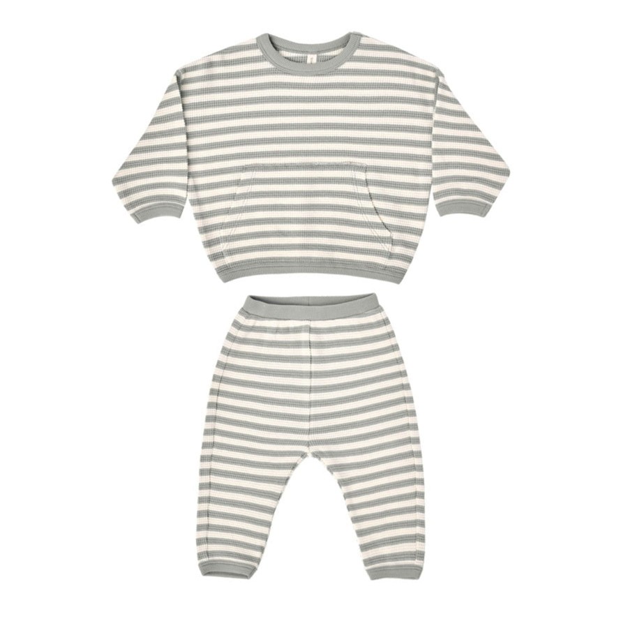 Child [2-14] Quincy Mae Jumpers | Quincy Mae Waffle Sweat Set | Sky Stripe