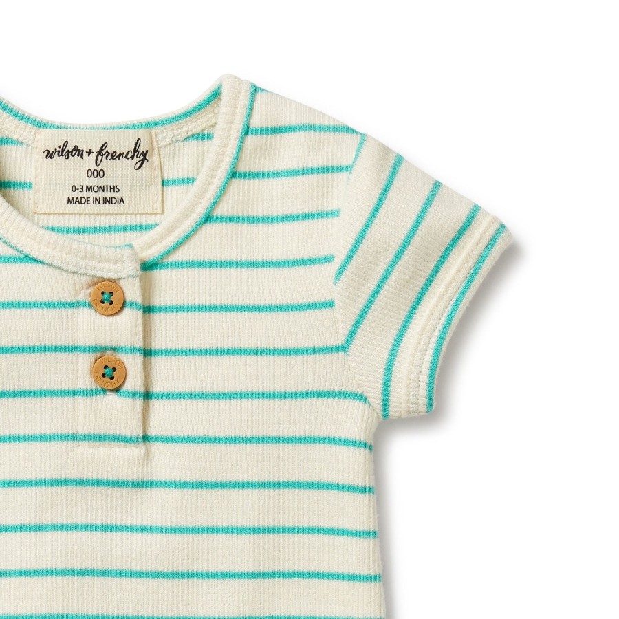 Baby [0-23M] Wilson & Frenchy Tops | Wilson And Frenchy Organic Henley Tee Petit Green