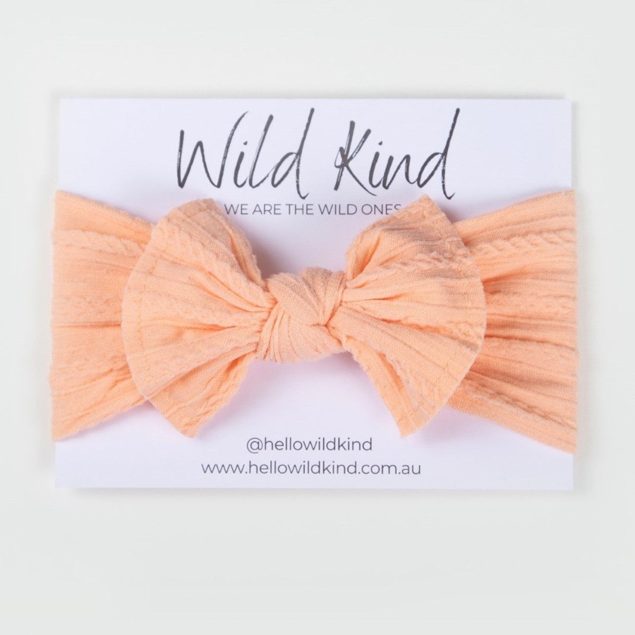 Baby [0-23M] Wild Kind Hair Accessories | Wild Kind Ayla Wide Bow Headband - Peachy Pink