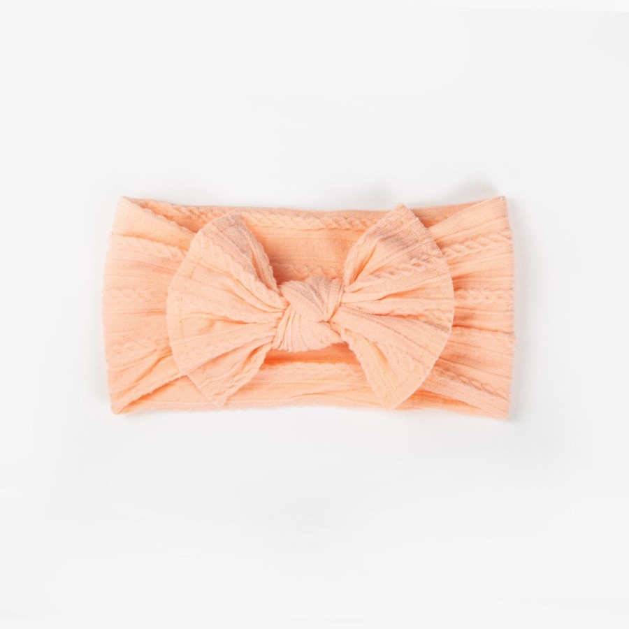 Baby [0-23M] Wild Kind Hair Accessories | Wild Kind Ayla Wide Bow Headband - Peachy Pink