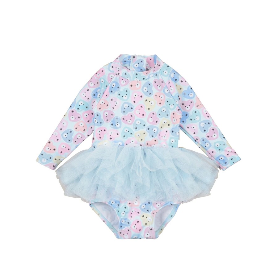 Baby [0-23M] Huxbaby Swim | Huxbaby Heart Bear Ballet Swimsuit - Ice Water