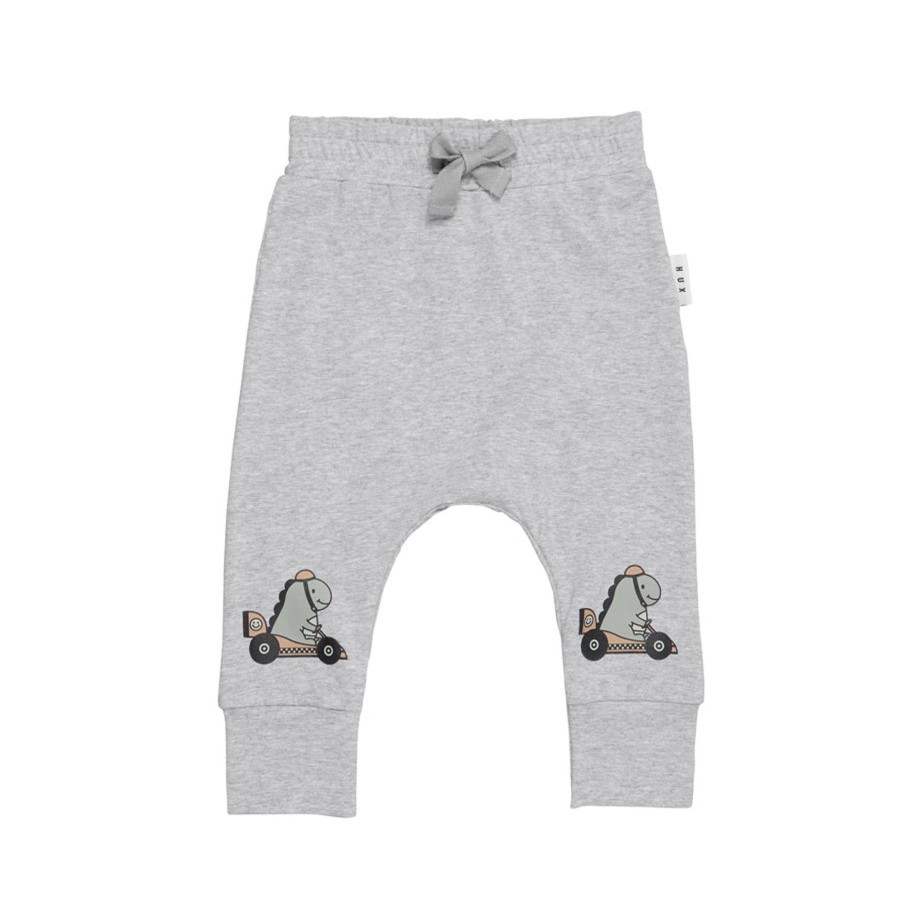 Child [2-14] Huxbaby Bottoms | Huxbaby Dino Racer Knee Drop Crotch Pant - Grey Marle