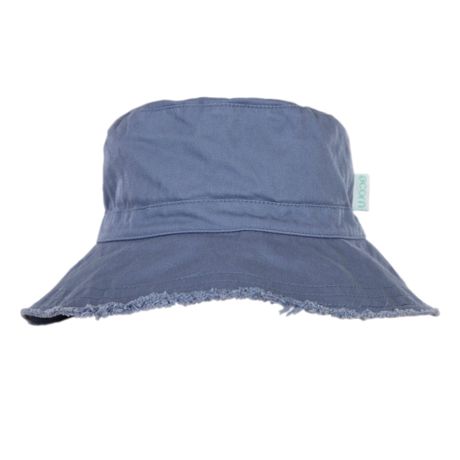 Baby [0-23M] Acorn Hats | Acorn Frayed Bucket Hat - Blue