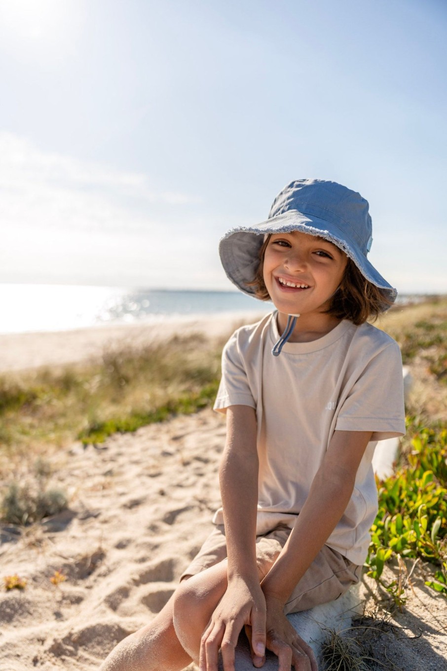 Baby [0-23M] Acorn Hats | Acorn Frayed Bucket Hat - Blue