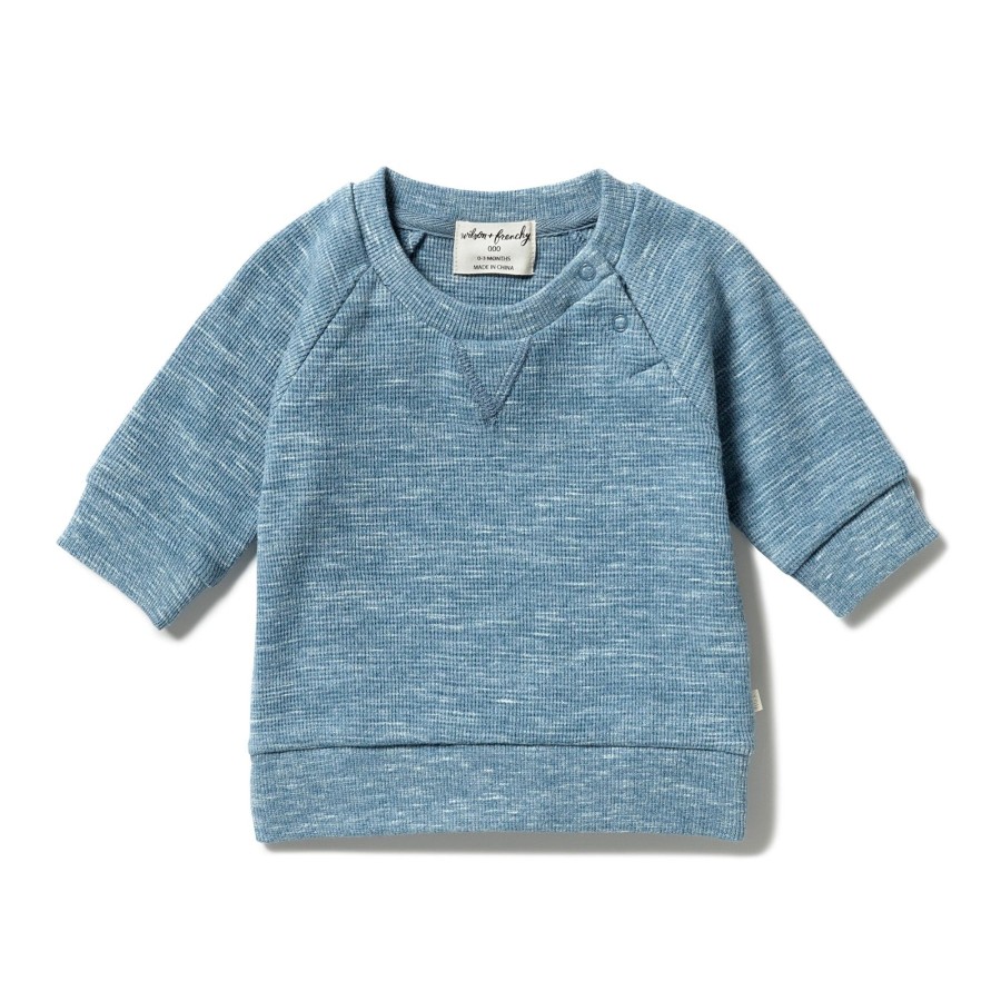 Child [2-14] Wilson & Frenchy Jumpers | Wilson And Frenchy Organic Waffle Sweat - Bluestone